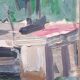 Marcel Saint-Jean (1914-1994) oil on paper - 29 x 65 cm "the red house"