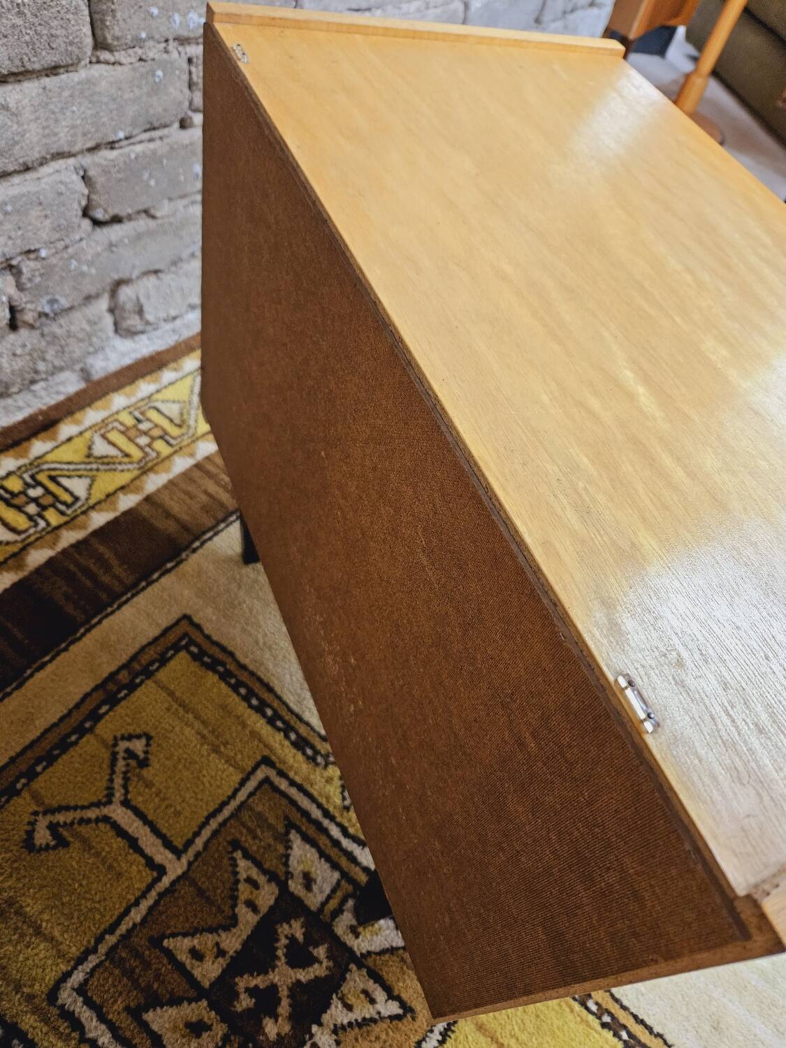 Pair of vintage 1970 blond wood bedside tables