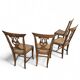 4 x elm dining chair with a carved back frame in a rosette / France / 1890-1900