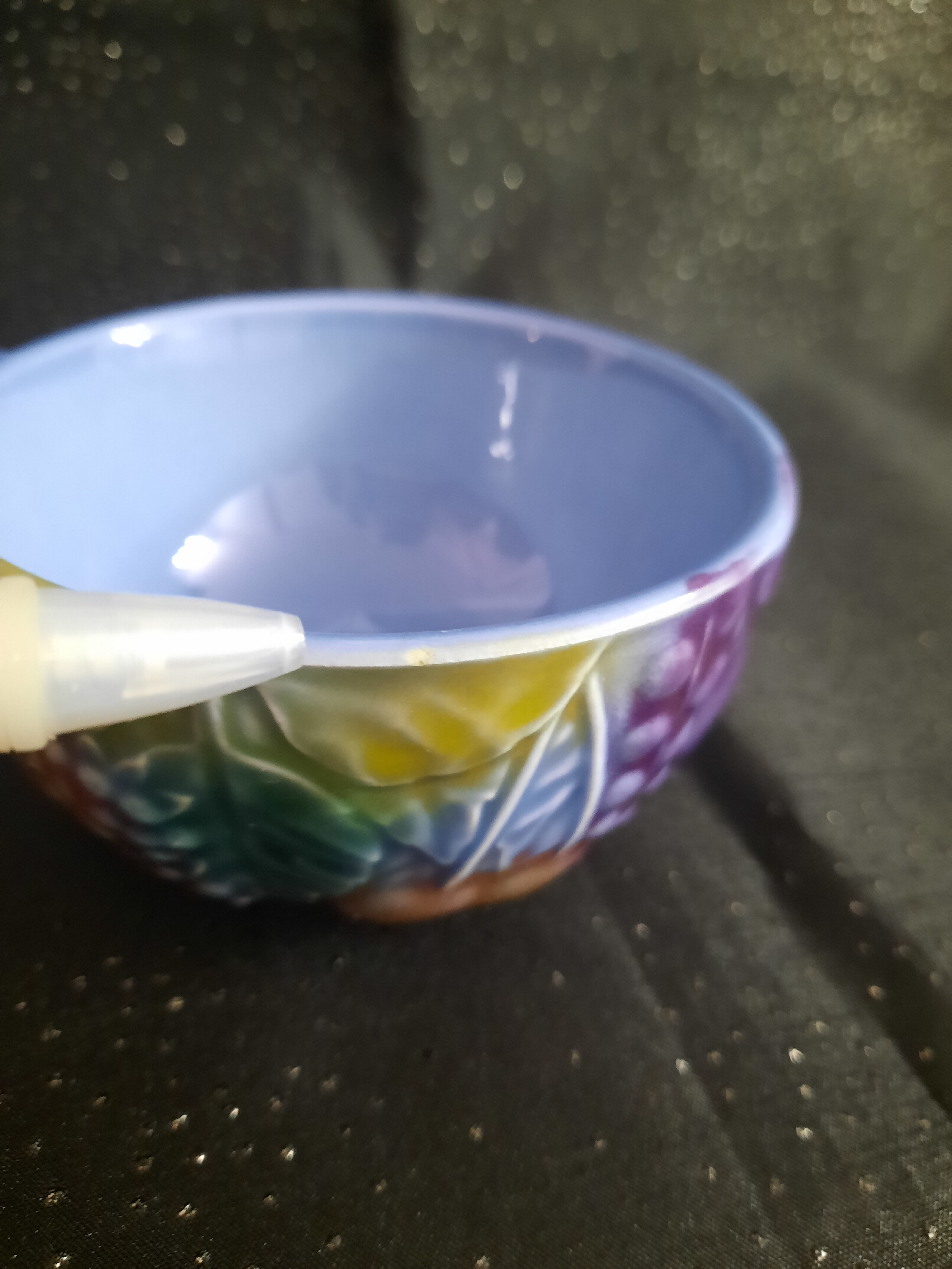 Tea set, tête-à-tête, teapot + 2 cups and sub-cups, Salins earthenware, slip, TBE.