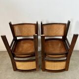 Lot 4 wooden and cane chairs Baumann design symphony model 70s vintage