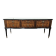 Commode 6 tiroirs en bois, laiton et verre, années 60