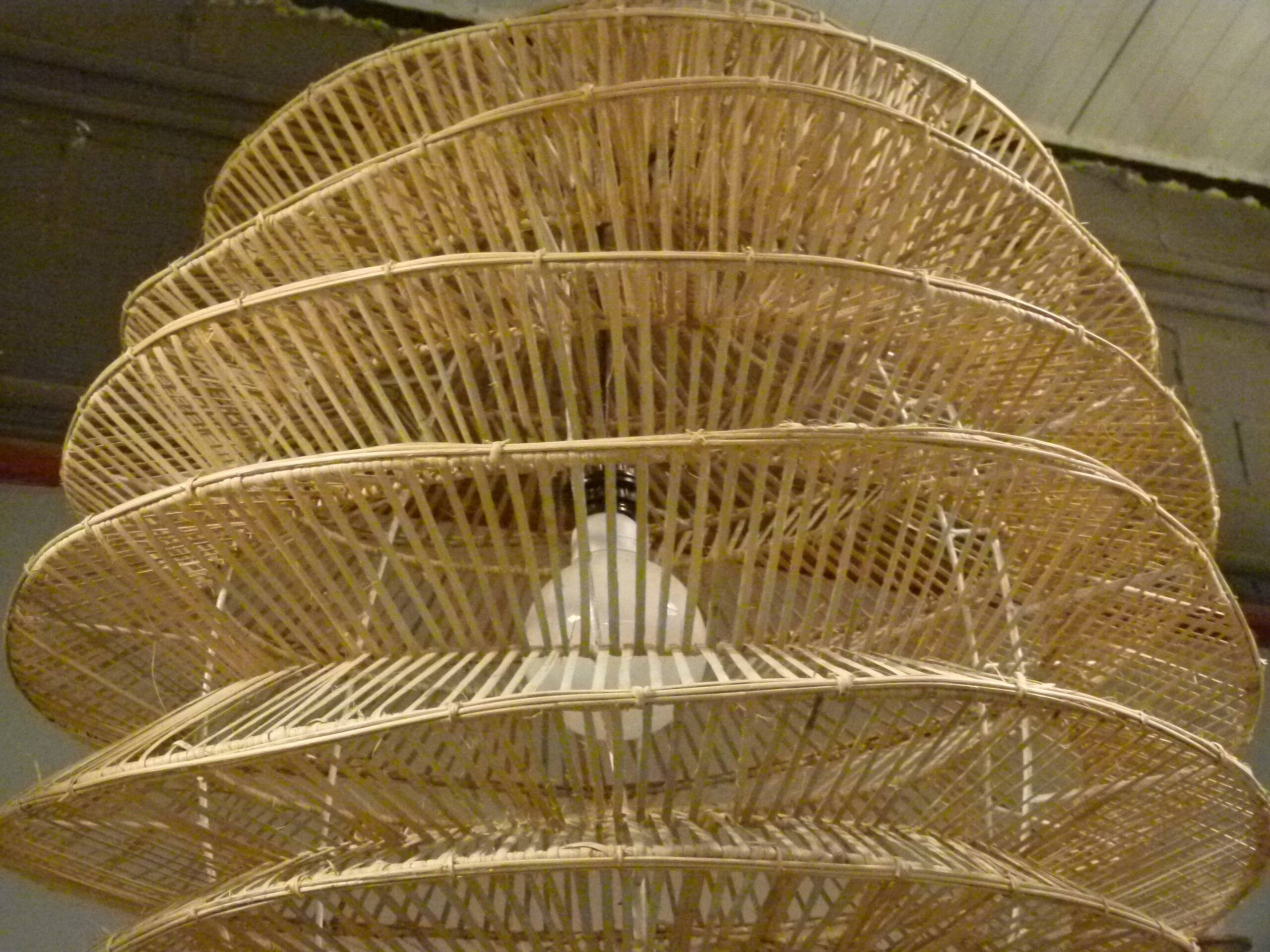 Pair of rattan chandeliers