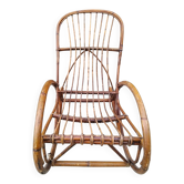 Rocking-Chair En Rotin Vintage