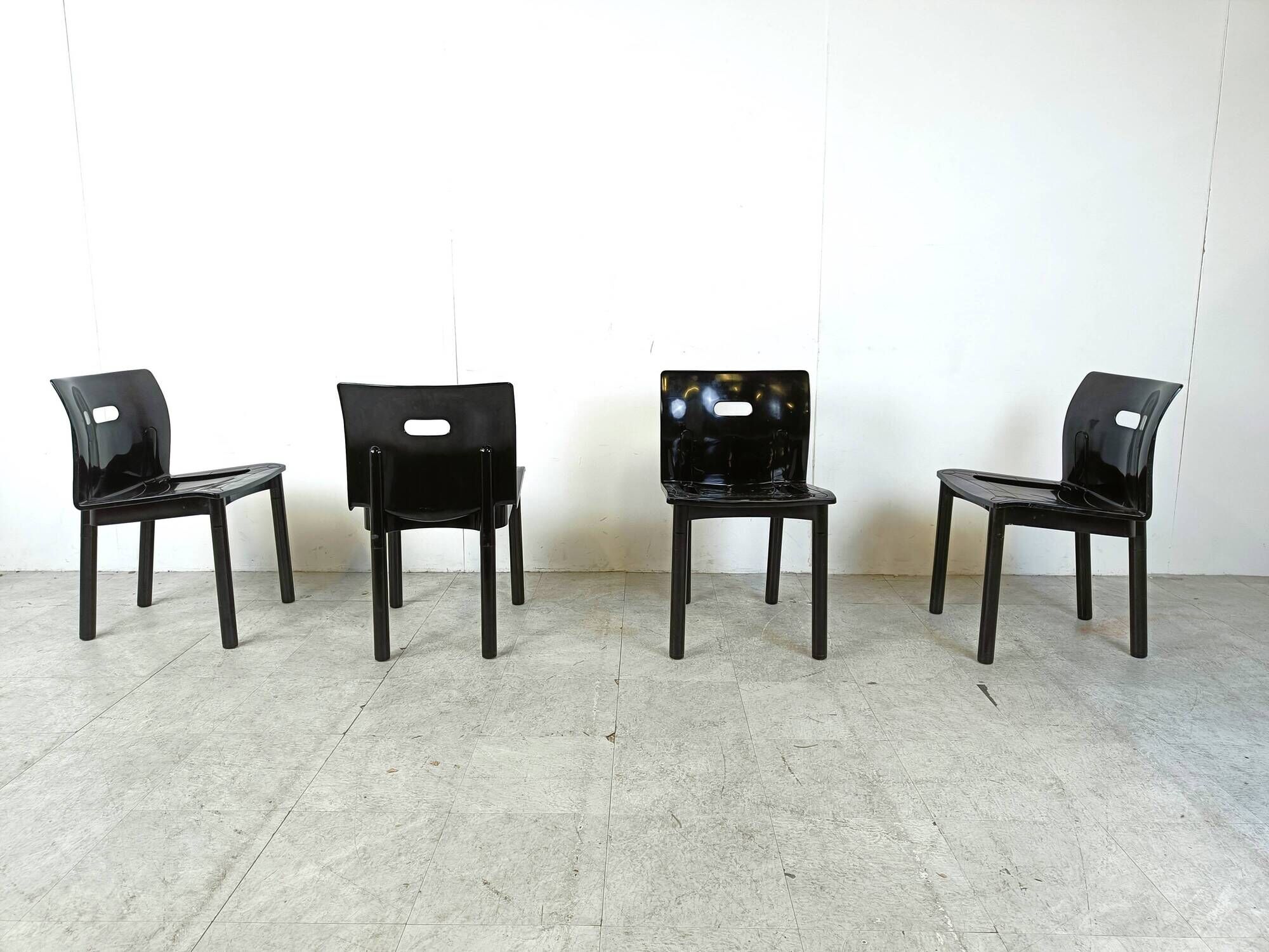 Model 4870 Dining Chairs by Anna Castelli Ferrieri for Kartell, 1980s, Set of 4
