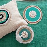 Housse de coussin Aussa avec deco en coquillages