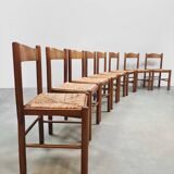 Rustic chalet rush dining chairs vintage 'Wabi Sabi'