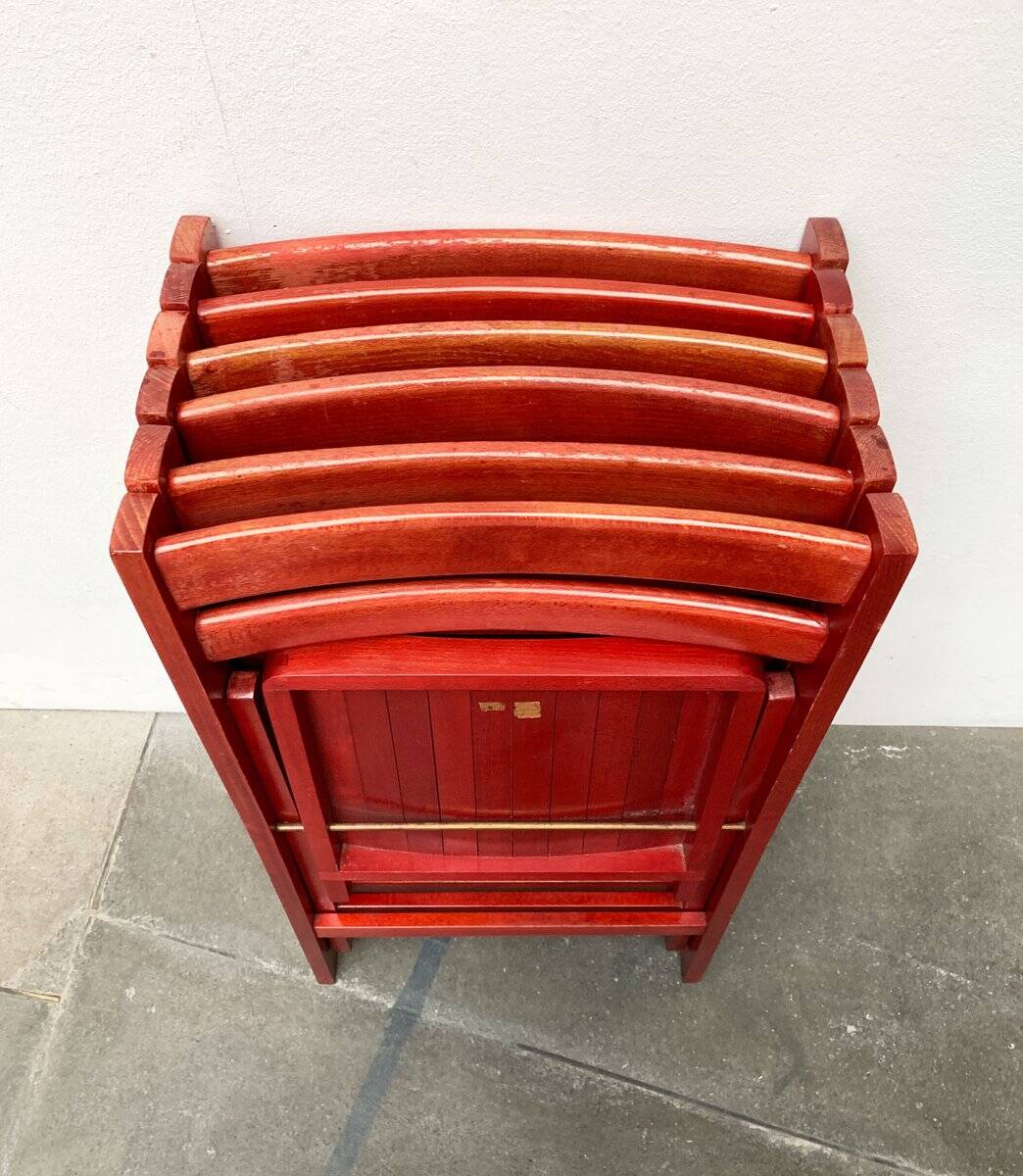 Mid-century wooden folding chair, 1960s, set of 4
