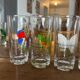 Set of 6 vintage glasses with butterfly decoration – 70s/80s