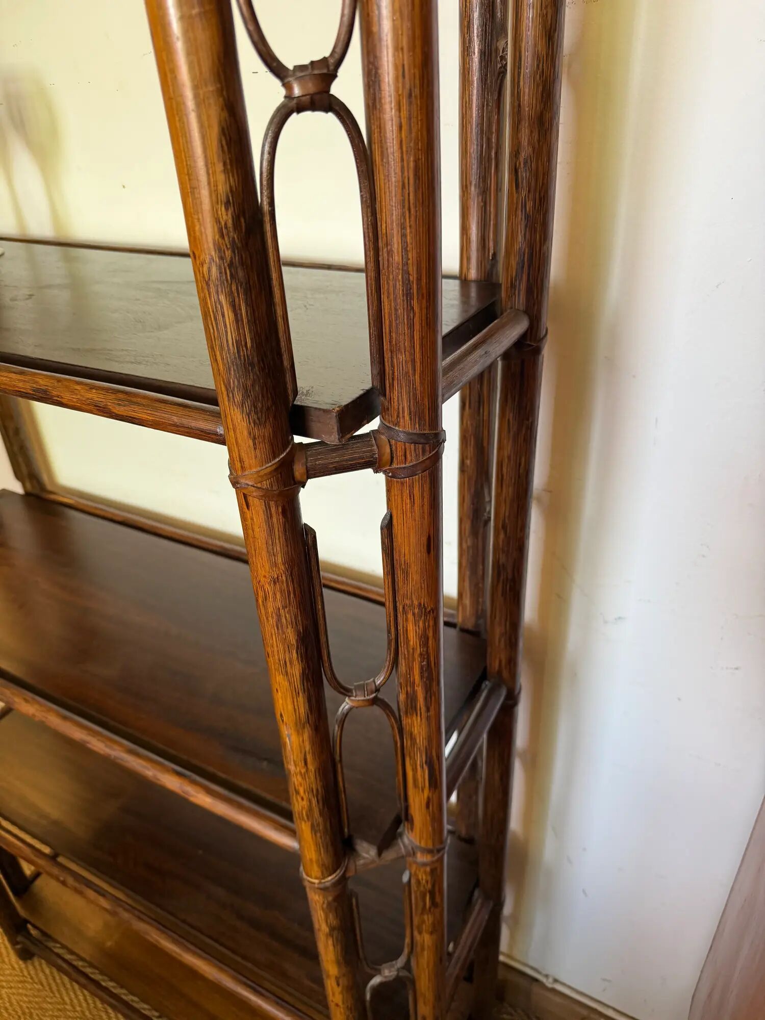 Large vintage rattan shelf/bookcase