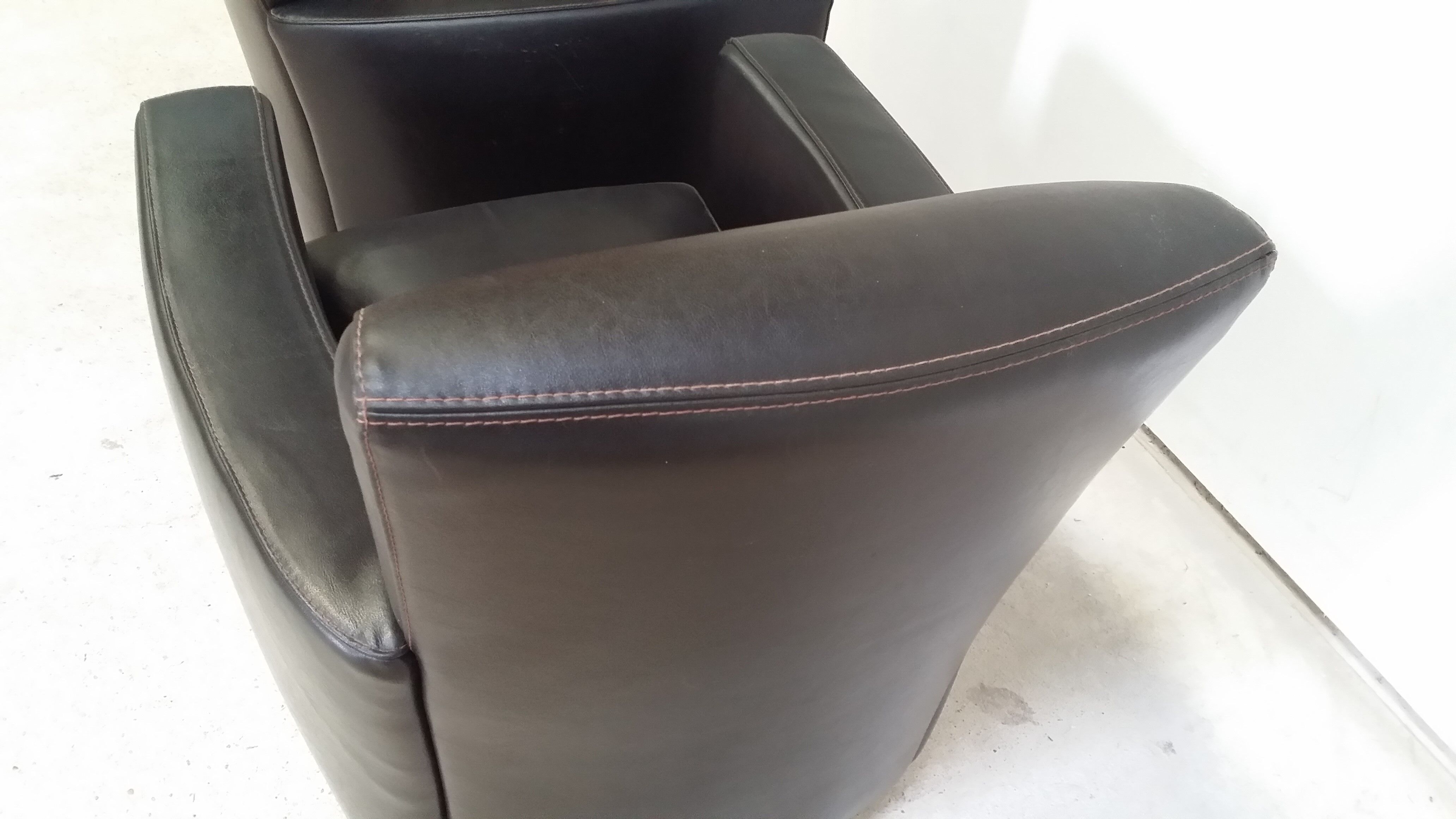 Pair of leather club armchairs