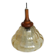 Scandinavian jellyfish pendant lamp in glass and wood 1970