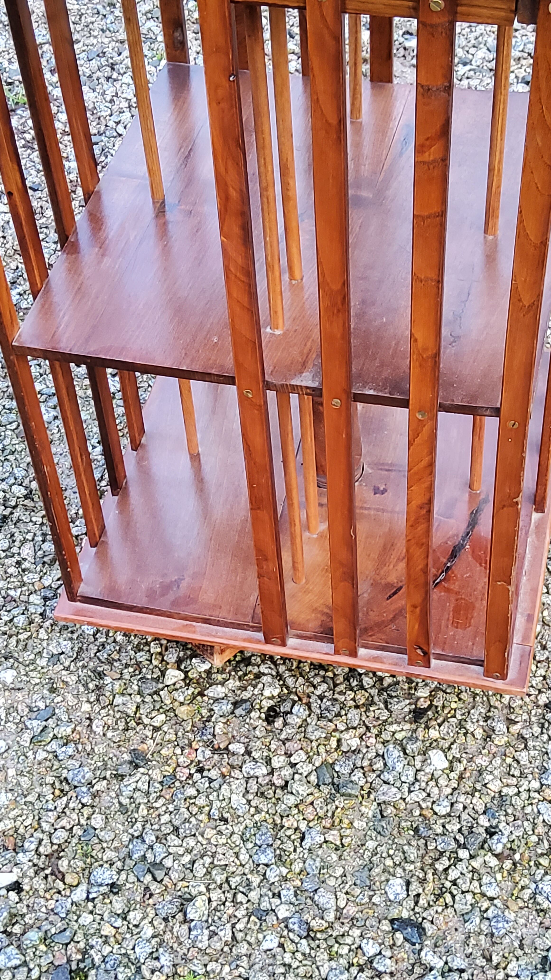 Art Deco style revolving bookcase in walnut and oak