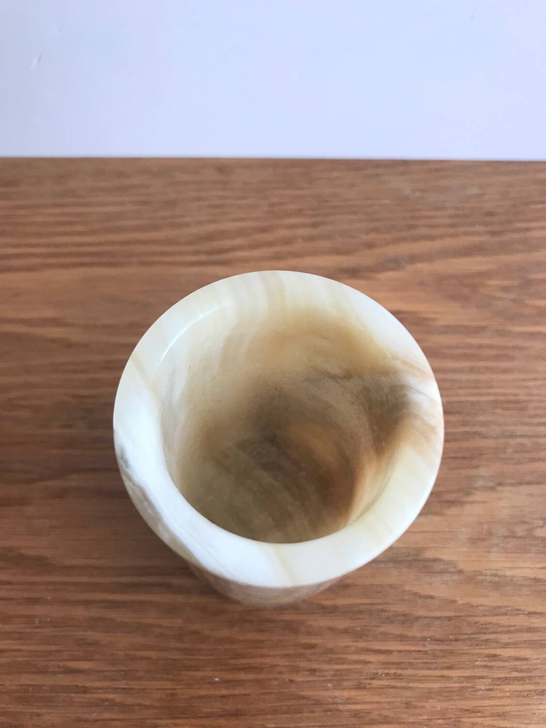 Small vintage onyx vase or candle holder