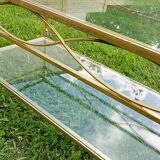 Gold metal and glass coffee table