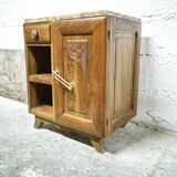 Art deco wood and marble bedside table