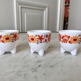 Trio of Arcopal cockroaches colorful flowers 70s