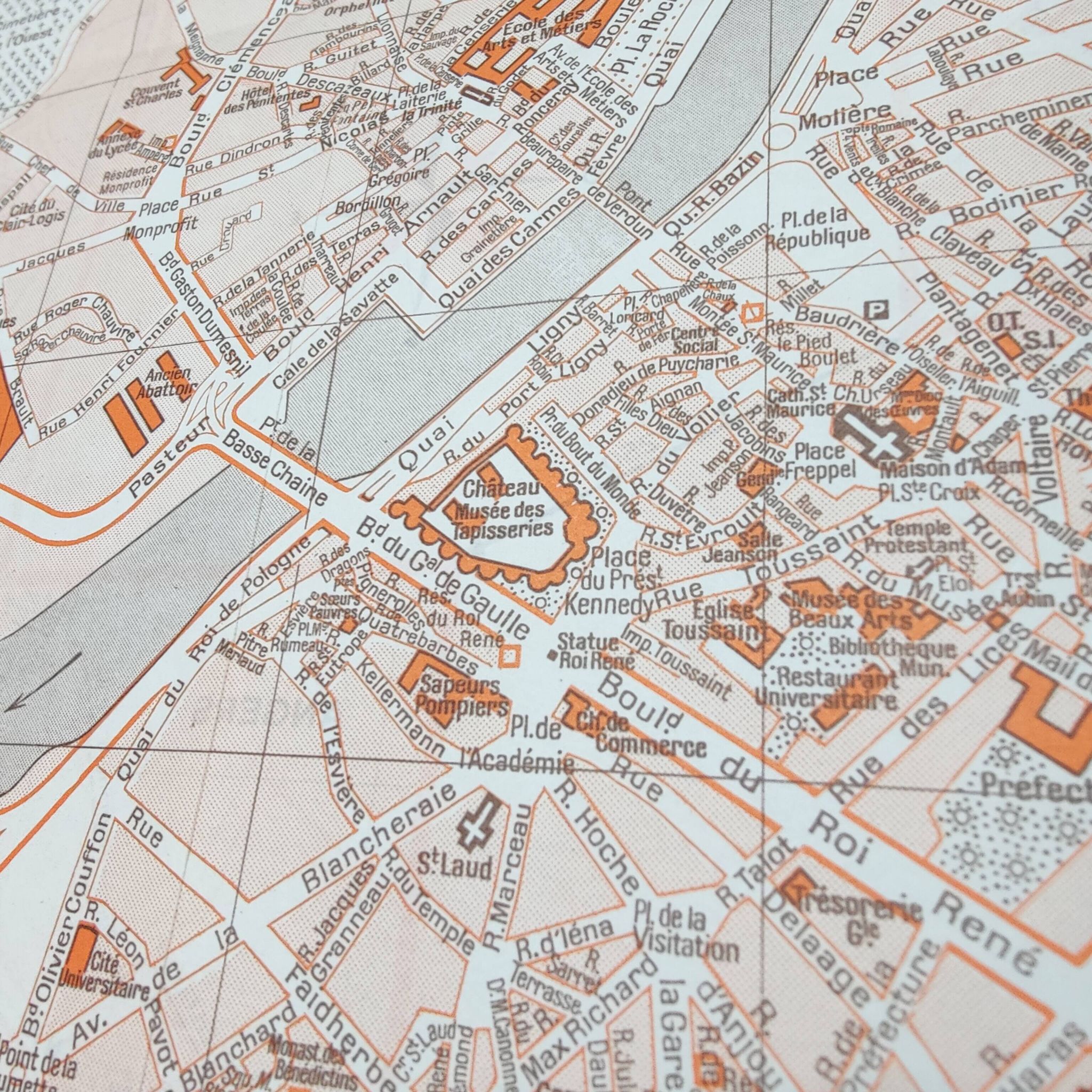 Angers vintage map 74x54cm