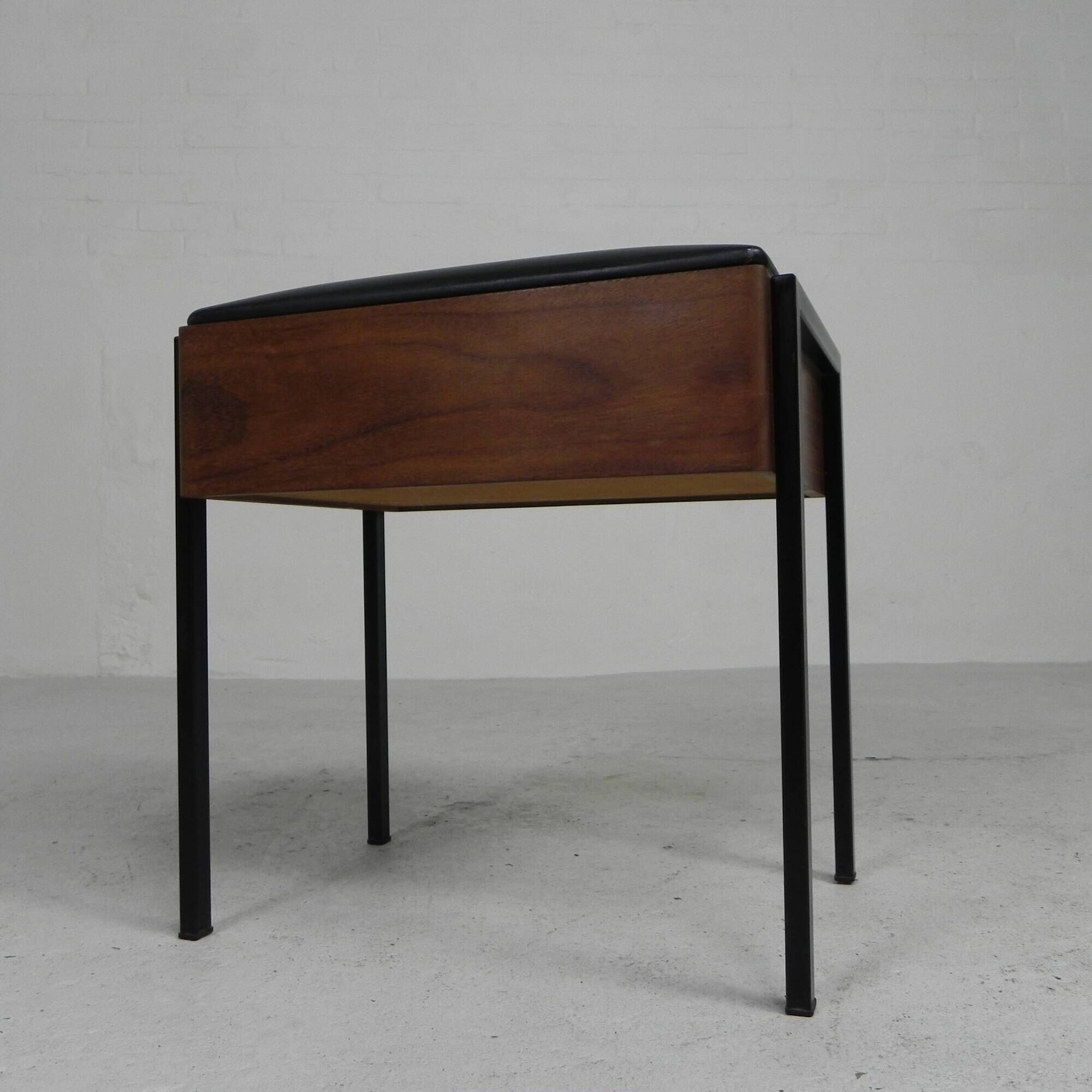 Aristo teak wooden sewing supplies stool, piano stool, 1960s