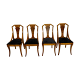 Set of 4 walnut/burl wood chairs, Art Nouveau, early 20th century
