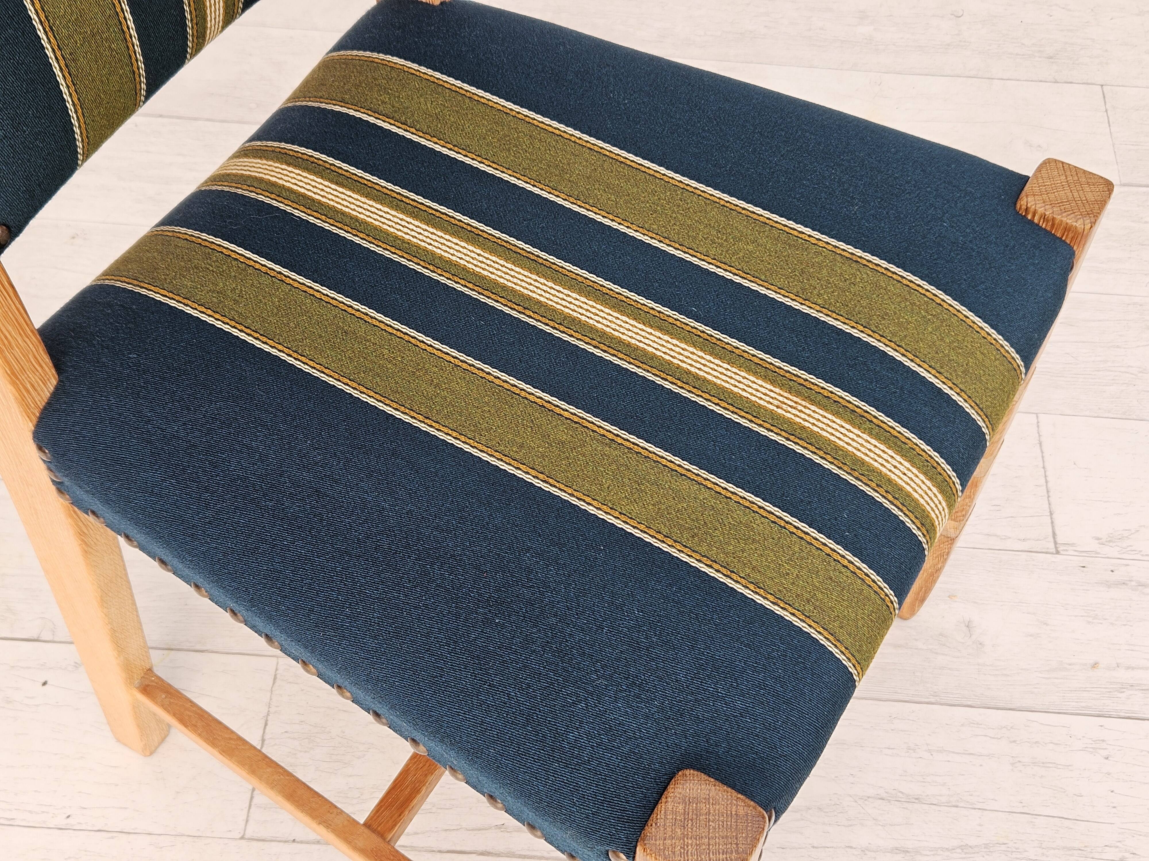 1970s, set 6 pcs of Danish dinning chairs, original good condition, furniture wool.