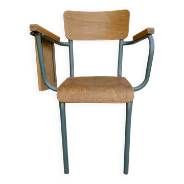 Chaise d'étudiant en bois et métal, vers 1960