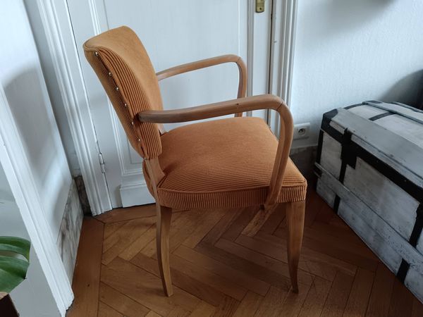 Fauteuil bridge velours jaune