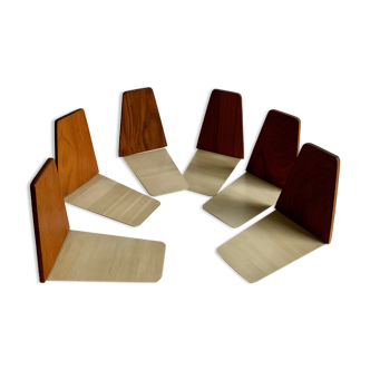 Set of 6 teak bookends, 1960s