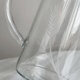 Engraved glass pitcher, wheat ears decoration
