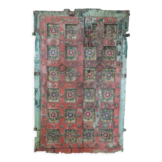 Thick Indian door with floral pattern