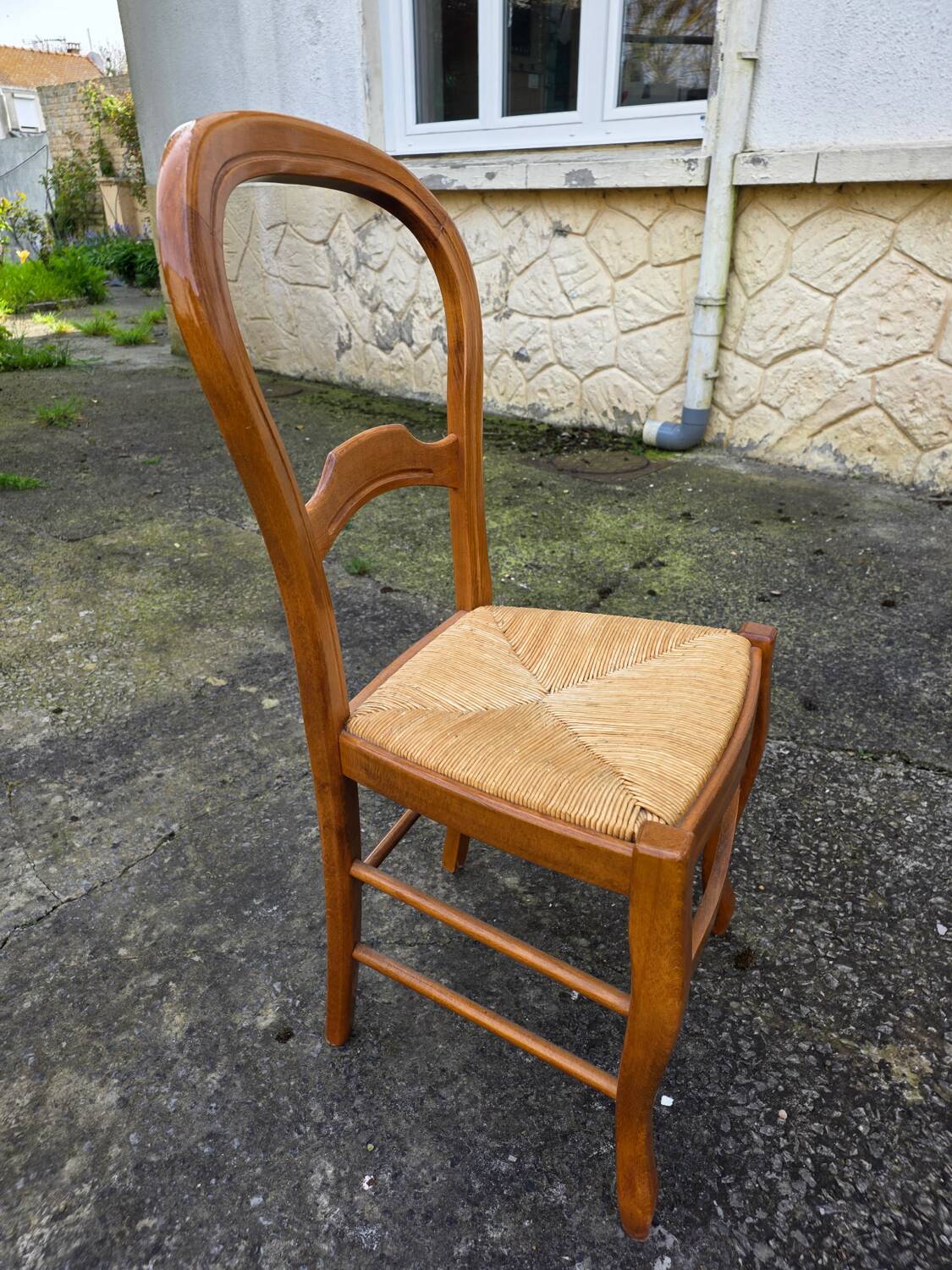 Suite de 6 chaises paillées en merisier - années 60
