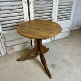 Raw wood pedestal table