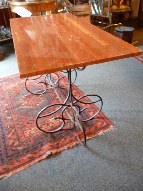 Wrought iron and marble console table