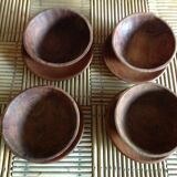 Set de 4 bols et 4 assiettes en bois