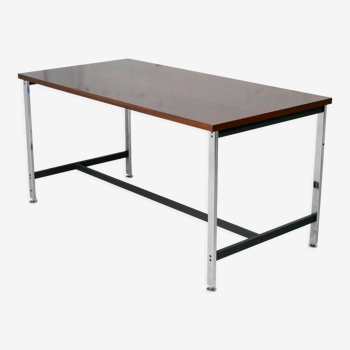 Chrome steel desk and wood tray, France, circa 1970