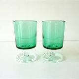6 anciens verres à pied luminarc verts clairs h10 cm