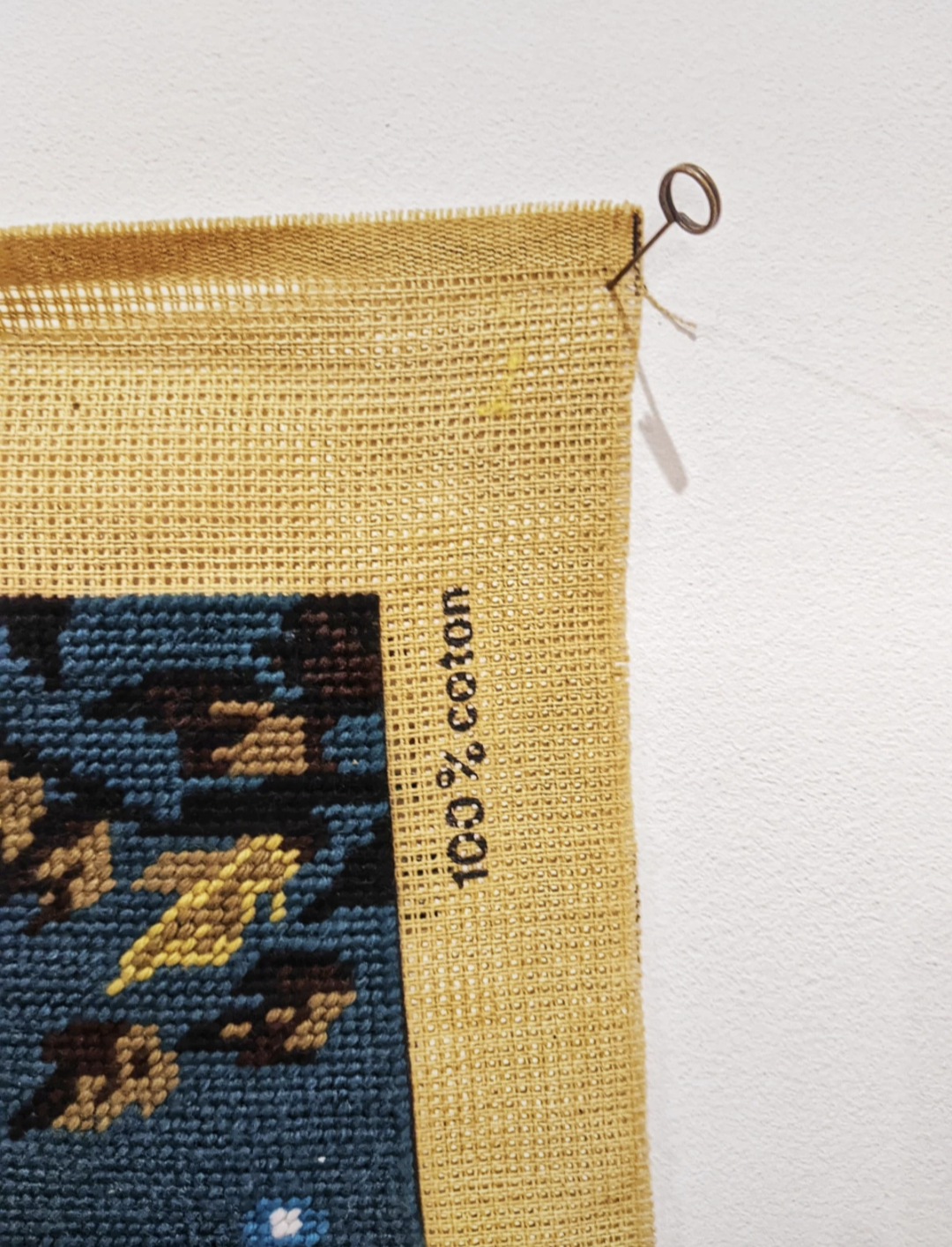 Vintage tapestry "The watchman" with cross stitch. In perfect condition.