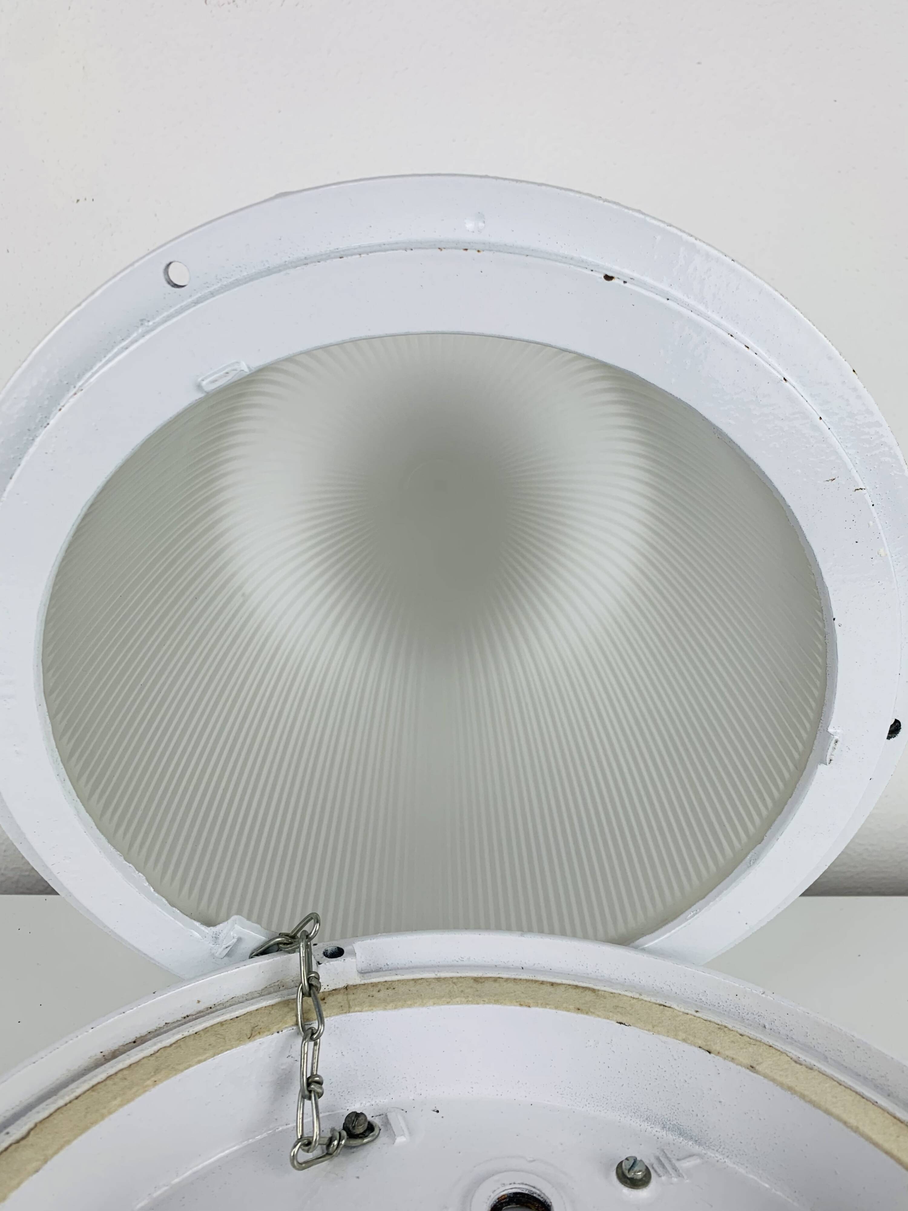 Holophane industrial porthole ceiling light, wall light, 1960s