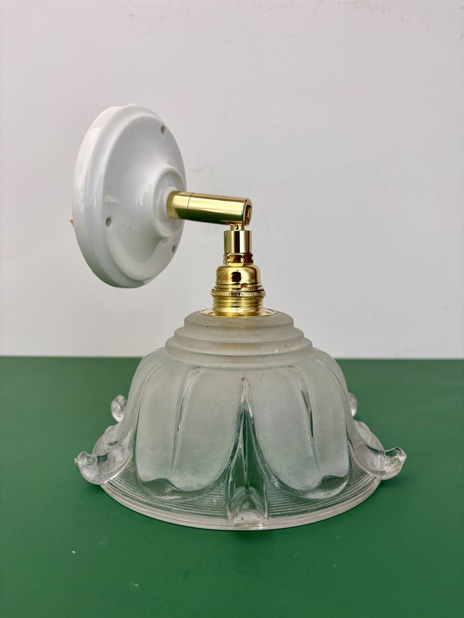 Vintage frosted glass lampshade wall light