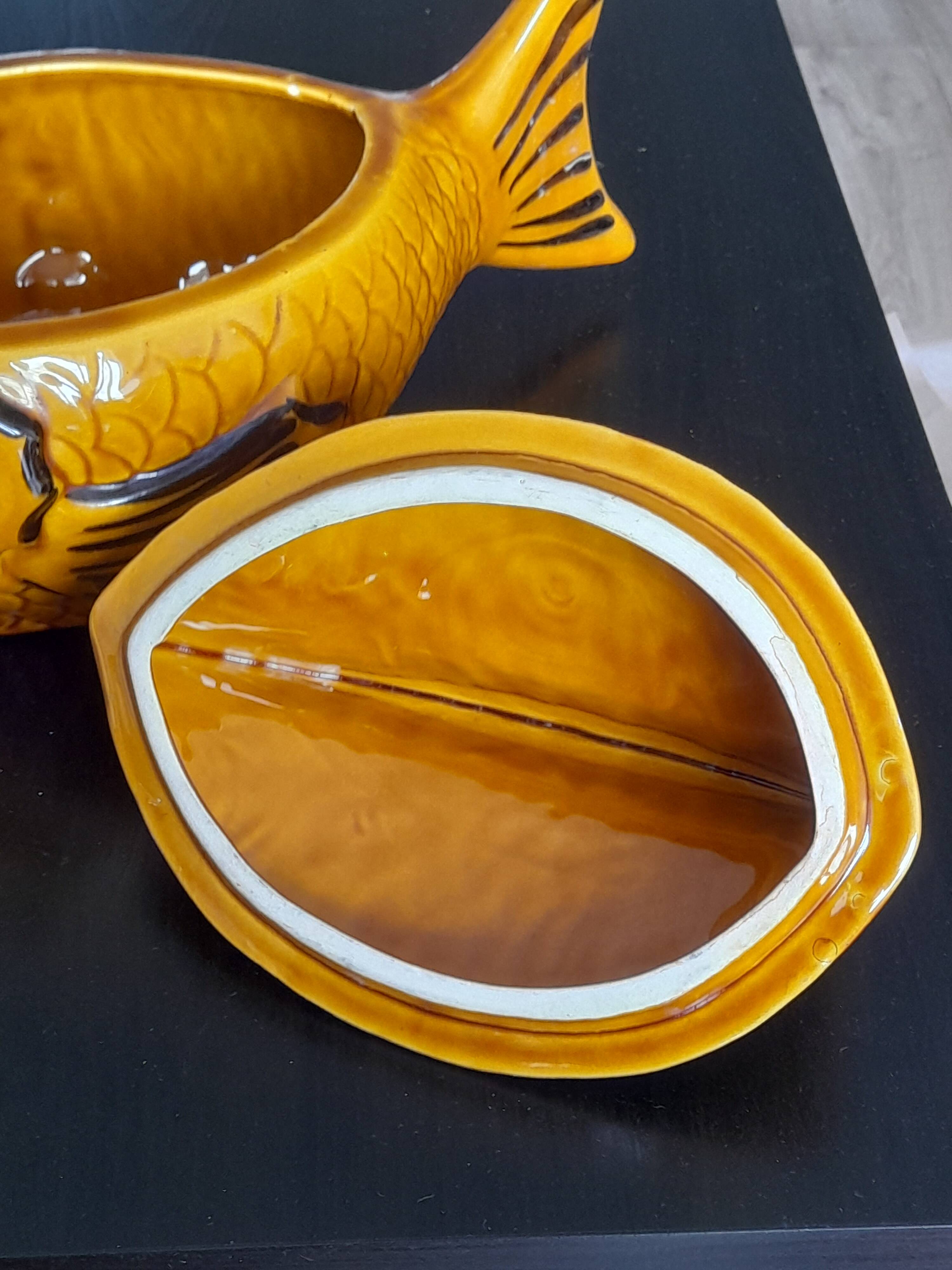 soupière poisson en majolique de Vallauris