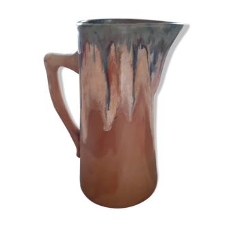 Drawed snarl pitcher Puisaye. Coulures.La Ligers pottery, by Lebret.