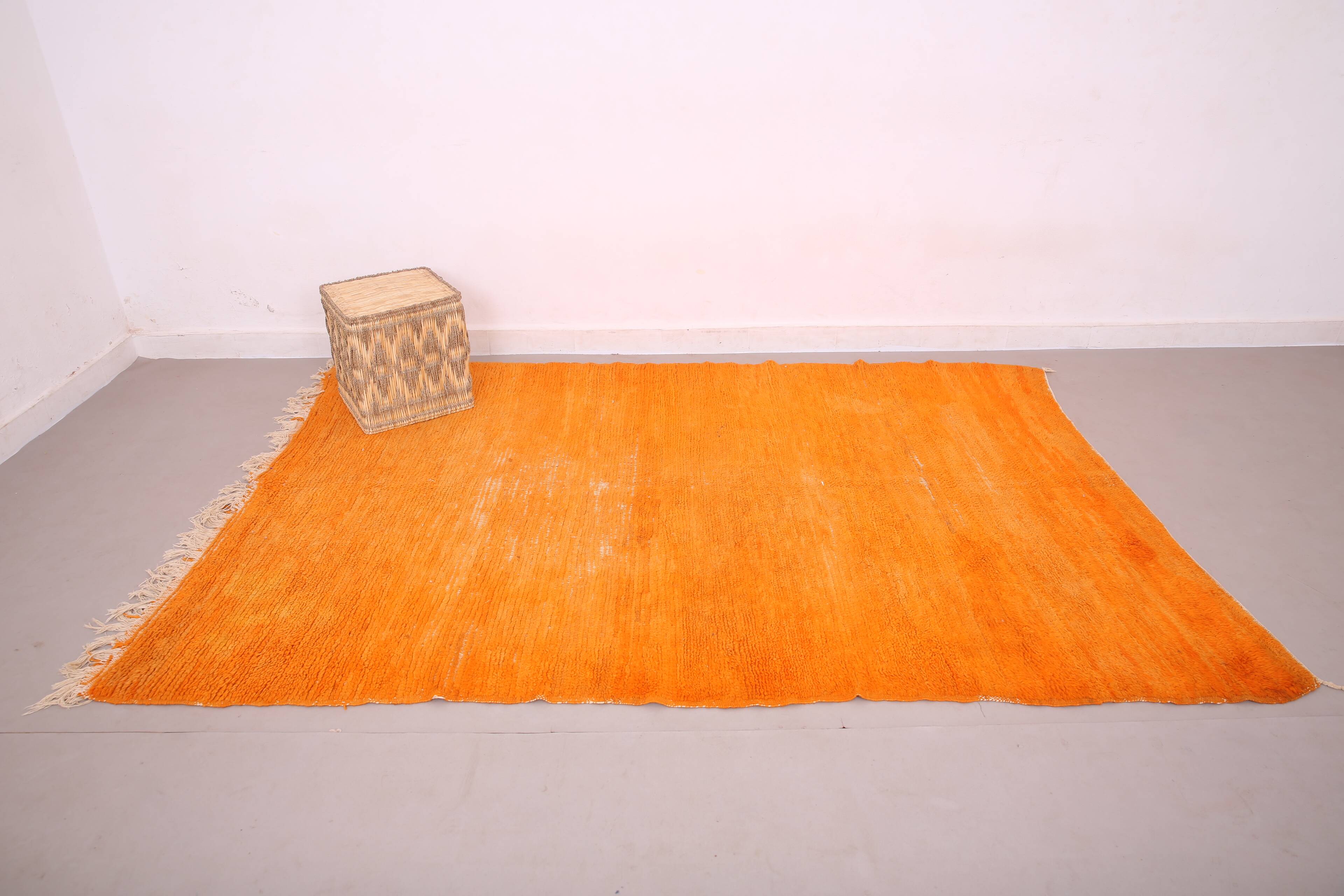 Tapis marocain vintage orange 174 x 255 cm - Tapis en laine berbère - Tapis fait main