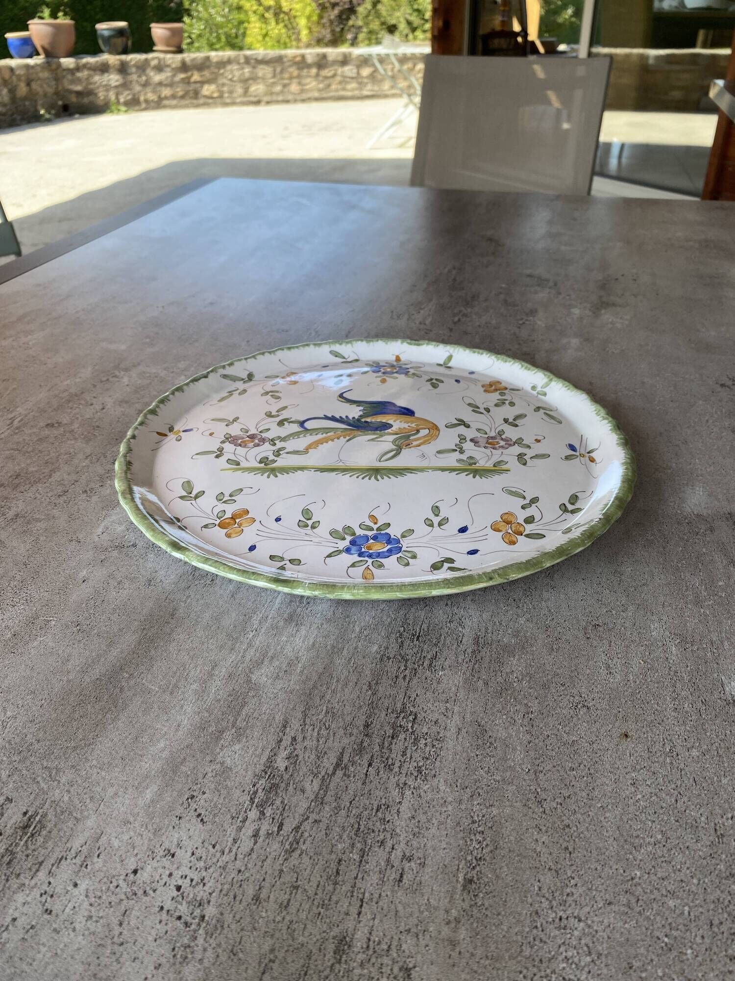 Decorative pie dish in Moustiers porcelain