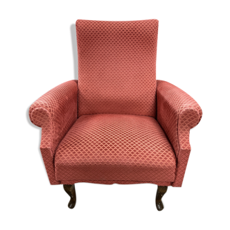 Vintage old pink velvet armchair