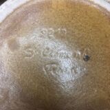 Old Vase With Handles ST CLÉMENT France Ceramic Brown & Orange Vintage #A412