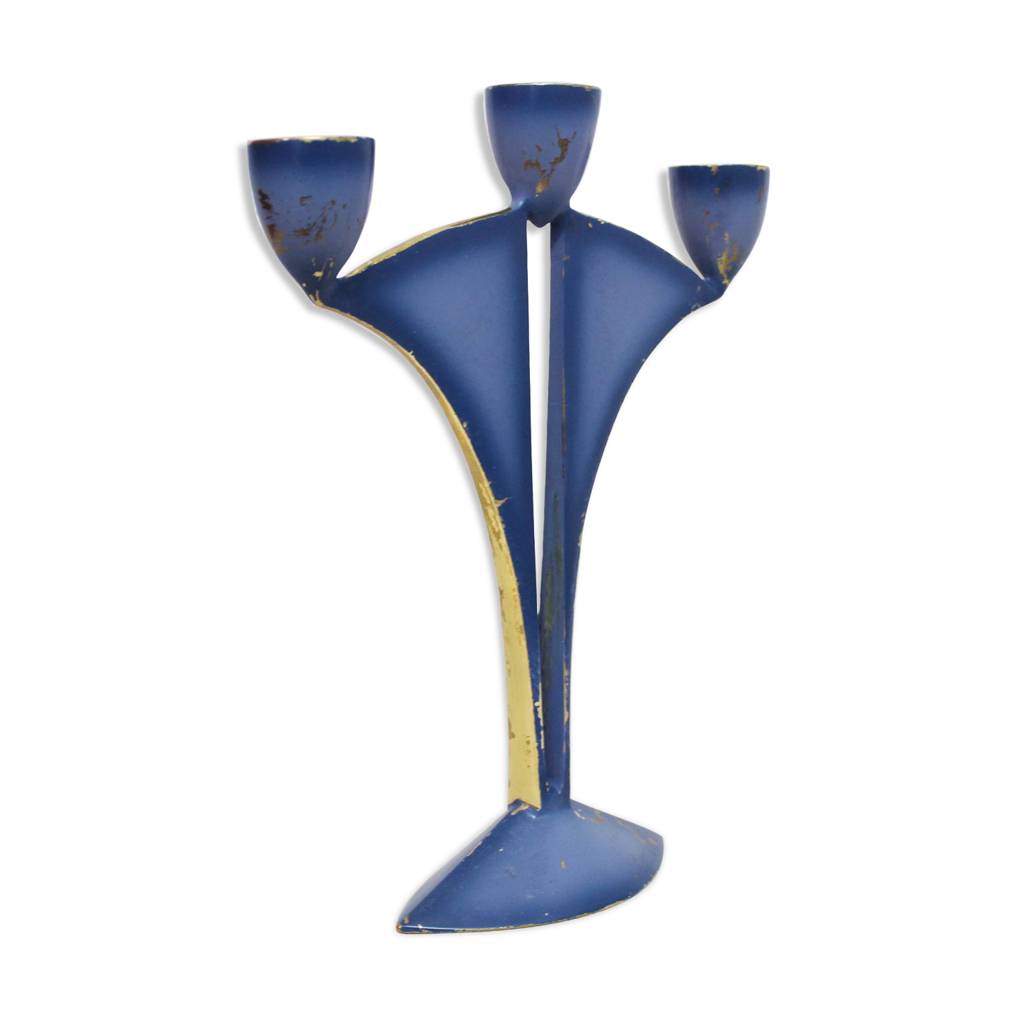 Modernist bronze candle holder