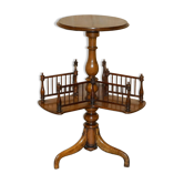 Restored antique Victorian walnut speckled revolving library table.