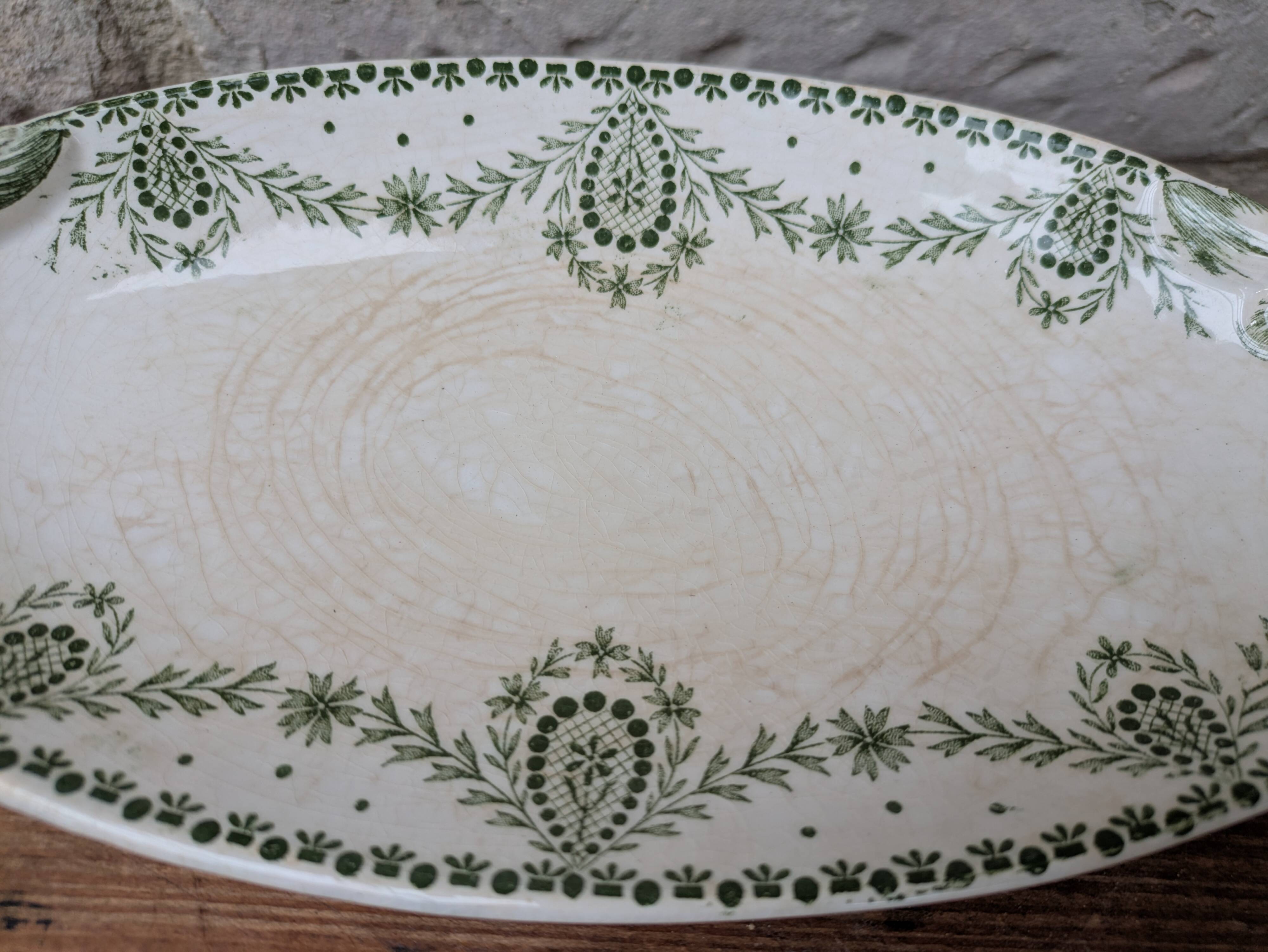 Ravier Creil and Montereau Service Brussels Labrador green frieze decoration