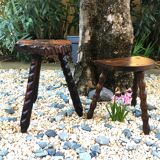 2 vintage tripod stools 1960
