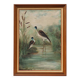 Large decorative painting of birds in water, France 1960s